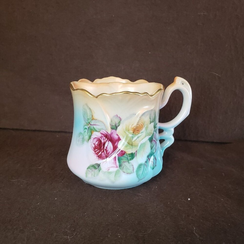 Vintage Antique Mustache‎ Cup Brandenburg Roses Germany